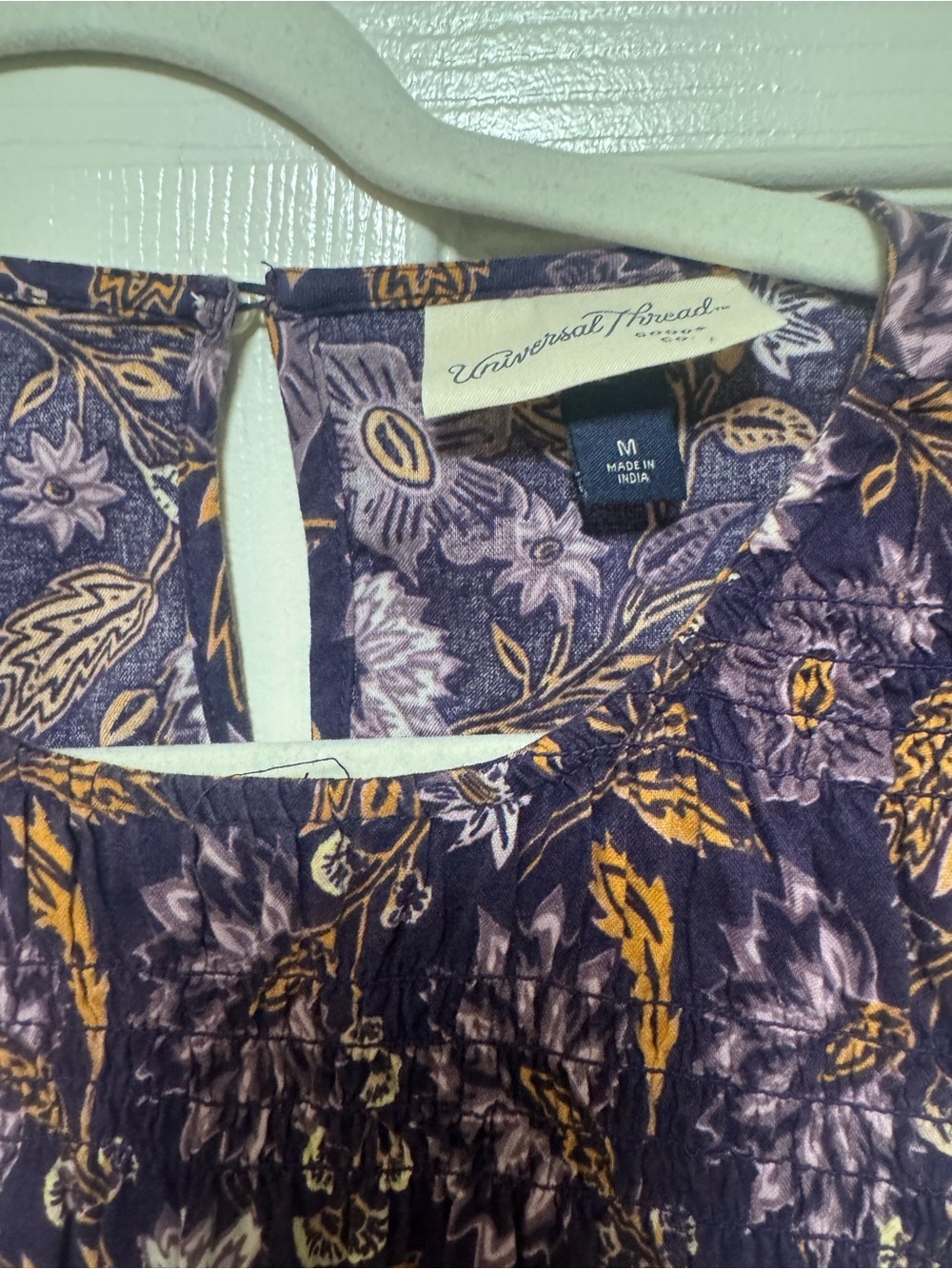 Universal Thread Purple Floral Smocked Peplum Blouse - Picture 5 of 13